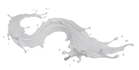 Fotobehang milk isolated splashes wave. 3D render illustration © Yoshikitaima