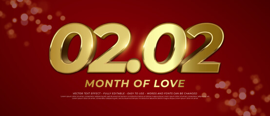 02.02 month of love sale banner with luxury style background