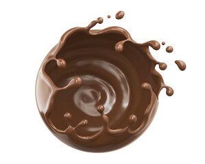 chocolate splash and pouring,isolated on white background, Include clipping path. 3d illustration.