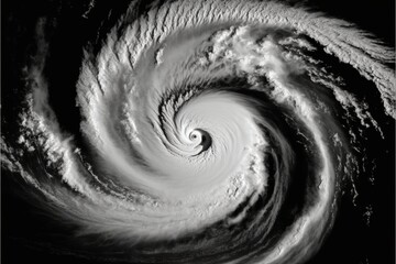 Satellite view of a tropical cyclone. Generative ai