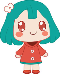 Little girl smiling in a kawaii style