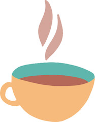 Cute cup of tea or coffee - hot drink for interesting design. Vector illustration