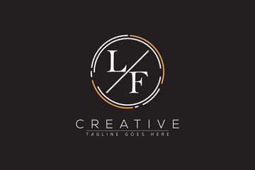 letter lf elegant and luxury Initial with circle frame minimal monogram logo design vector template