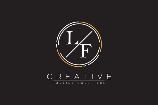 letter lf elegant and luxury Initial with circle frame minimal monogram logo design vector template