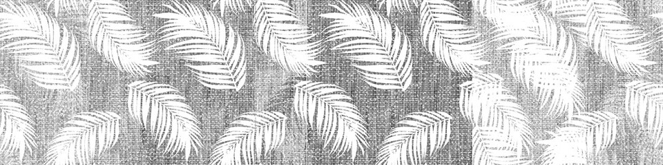 Palm leaves. Tropical seamless background pattern. Graphic design with amazing palm trees suitable for fabrics, packaging, covers. Set of on linen textured posters.
