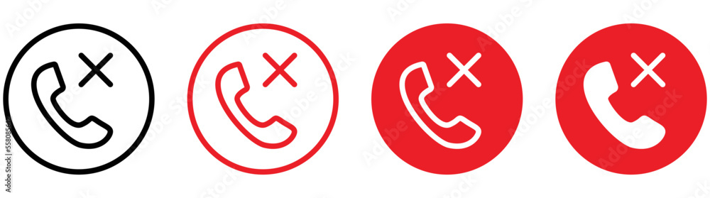 Poster disconnected call inside circle icon set. style symbol for app and web, vector illustration