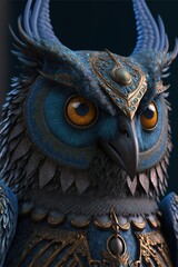 Fototapeta premium Illustrative vector graphics of anthropomorphic owl. generative ai