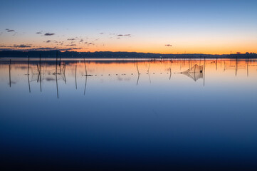 千葉県印西市　新春の印旛沼の朝