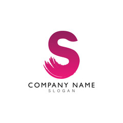 S Brush Stroke Letter Logo Design.