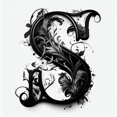 A abstract illustration of a dark Letter  on a white background