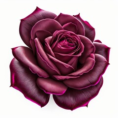 Rose flower isolated on white background. Dark viva magenta color. Love and romance card. Generative ai.