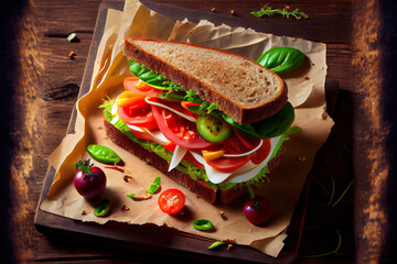 Appetizing fresh healthy sandwich food