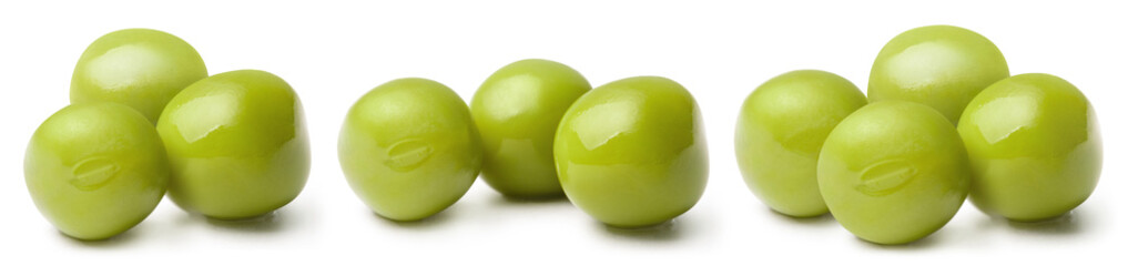 Set of green peas, isolated on white background