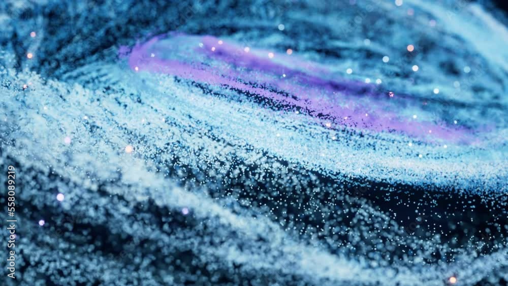 Poster colorful nebula with density glowing particles, 3d rendering.