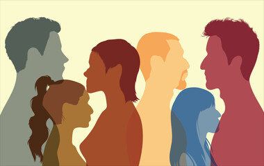 Women and men from diverse business backgrounds. International and multicultural friendship. Vector Illustration