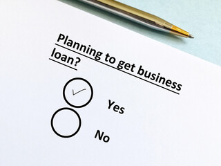 Questionnaire about plan