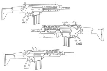 Long-barreled weapon line art vector Long-barreled weapon line art vector 