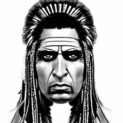 Portrait of an Apache Indian tribe man