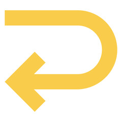 u turn left yellow arrow icon