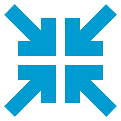 gather four blue arrows icon