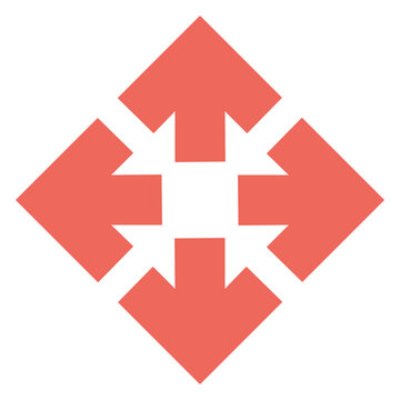 four way red arrows icon