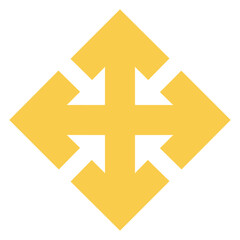 Obraz premium four way yellow arrow icon