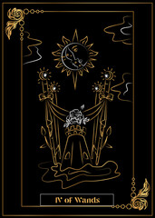 
the illustration - card for tarot - IV of Wands.