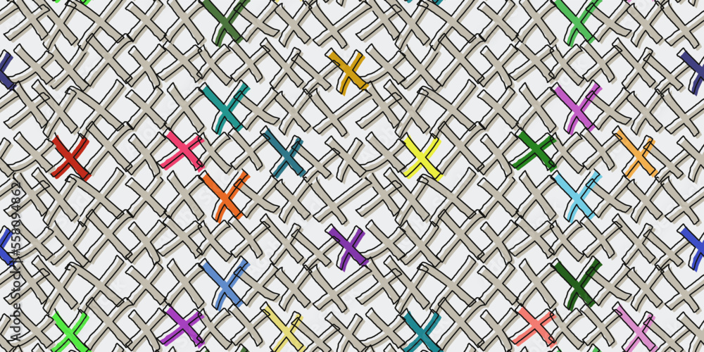 Poster crosses drawn with a colorful blotches felt-tip pen. vector seamless print for various surfaces. sty