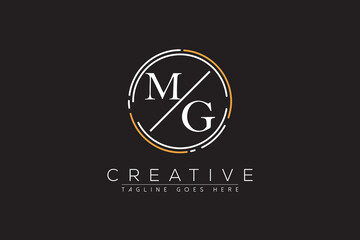 letter mg elegant and luxury Initial with circle frame minimal monogram logo design vector template