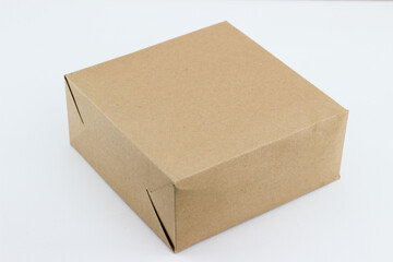 Brown cardboard box isolated on white background