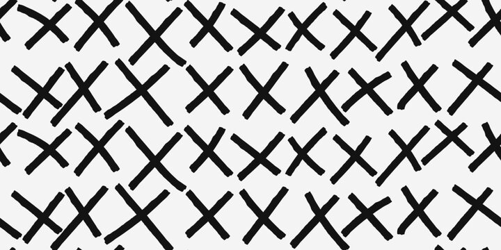 Crosses drawn with a white marker. Vector seamless print for various surfaces. Stylish print for textiles, pillows, notebooks, cups, wallpapers, packaging, digital backgrounds.