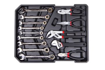 set of different tools for work on white background