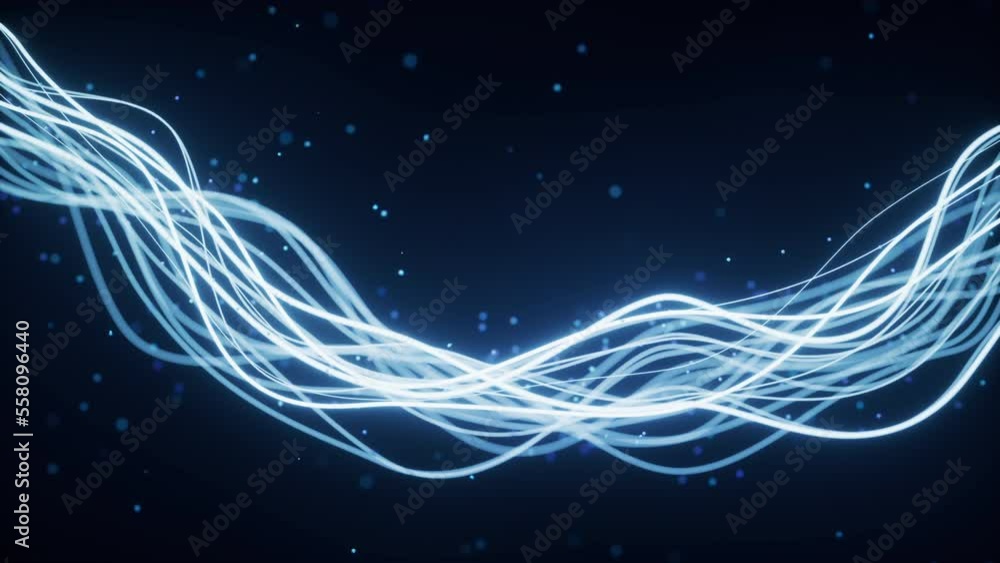 Poster abstract wave gradient curves and particles, 3d rendering.