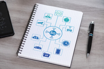 5g concept on a notepad