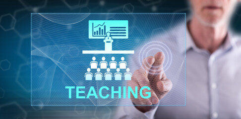 Man touching a teaching concept