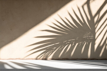 product placement presentation with beautiful lights and palm leaf shadows, summer vibes, tropical  abstract concrete background, render 3d, generative ai