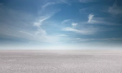 Foto op Plexiglas Bestemmingen Blue Sky Background Subtle Cloud Horizon with Empty Concrete Floor