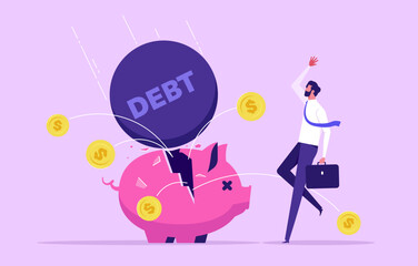 Fototapeta na wymiar Debt and loan problem, financial mistake, bankruptcy concept