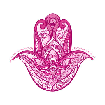 Decorative hamsa hand. Vector illustration.