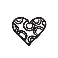 Doodle Illustration of a heart on isolated white background