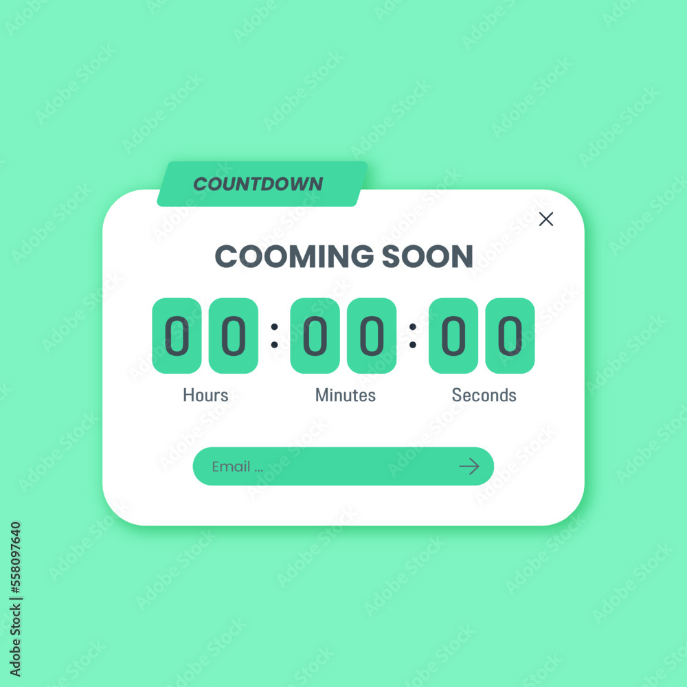 Poster countdown panel in solid design style. cooming soon interface template.