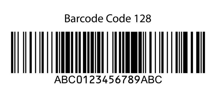 Code 128 barcode isolated on white background. Vector