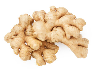Ginger root isolated on white background. Food ingredient
