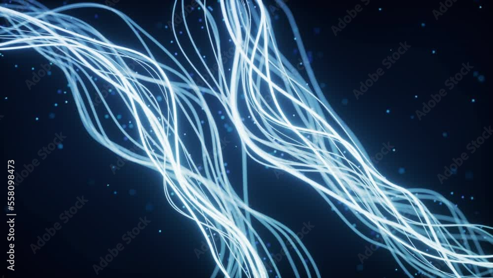 Poster abstract wave gradient curves and particles, 3d rendering.