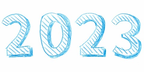 Fototapeta premium handwritten year 2023 isolated over white