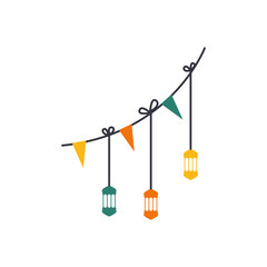 Cute ramadan kareem border corner flat illustration