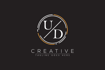 letter ud elegant and luxury Initial with circle frame minimal monogram logo design vector template