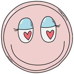 Hand drawn isolated Valentine's day PNG element on smiling face for posters, prints, cards, stickers, clip art, icons, scrapbooking, etc. 