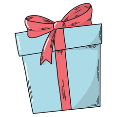 Hand drawn isolated Valentine's day PNG element on gift box for posters, prints, cards, stickers, clip art, icons, scrapbooking, etc. 