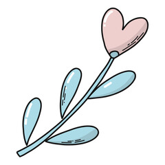 Hand drawn isolated Valentine's day PNG element on flower for posters, prints, cards, stickers, clip art, icons, scrapbooking, etc. 